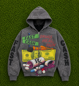 Sweat à capuche zippé personnalisé en molleton 100 % coton épais, coupe classique, couleur unie, imprimé sur le devant, pour l'hiver, fabrication OEM ODM - Product Image 4