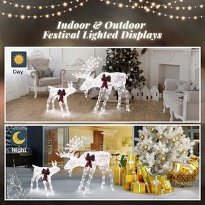 Guirlande lumineuse en cuir blanc de 4 pieds, 2 pièces, avec 200 LED et 3,6 W, décoration familiale en forme de renne pour jardins - Product Image 3