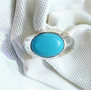 Anillo de Turquesa Natural Sleeping Beauty para Hombre, Plata de Ley 925, Anillo de Piedra Preciosa Azul Hecho a Mano, Joyería de Lujo al por Mayor - Product Image 2