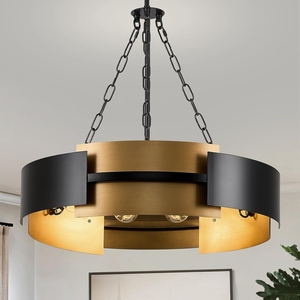 Wholesale Modern Iron & Crystal <b>Drum</b> Chandelier Matte Black Gold Pendant <b>Light</b> Luxury Hanging Lamp for Living Room - Product Image 1