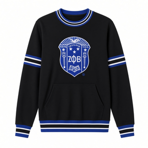 Sweat-shirt ras du cou en chenille noire pour femme, avec broderie bouclée, pull en molleton à manches rayées bleu et blanc, vente en gros OEM - Product Image 1