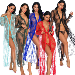 Sexy Women's ODM Eco-Friendly Breathable See Through Lace Nonwoven <b>Robe</b> Open <b>Sheer</b> Mesh Kimono Soft - Product Image 6