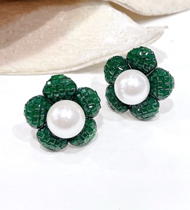 Pendientes de Perlas de Imitación de Primera Calidad con Diseño Floral, en Aleación Azul, Joyería Clásica para Mujer, Ideal para Bodas - Product Image 3
