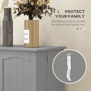 Armadio Moderno a 2 Ante in Truciolato con 5 Ripiani in Legno e 12 Portaspezie - Dispensa Grigia Regolabile - Product Image 6