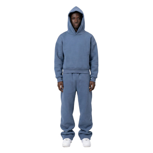 Conjunto Deportivo Unisex Infield Gear con Capucha Azul, Manga Larga, Patrón Geométrico, Secado Rápido, Ligero, 100% Algodón, Ropa Deportiva Urbana - Product Image 2