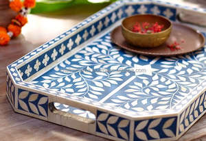 Customized Top Quality Mother Of Pearl Serving Tray Home & Hotel Luxury Elegant <b>Coffee</b> <b>Table</b> Set MOP Storage Tray - Product Image 3