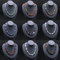 Collier classique en gros avec perles rondes et pierres précieuses, bijoux fantaisie, colliers perlés à pierres plates en forme de goutte pour femmes