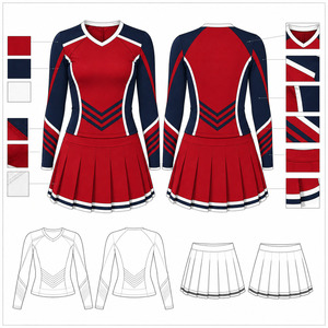Custom Cheerleader Uniform Set Women Poly Spandex Competition Cheer Outfit Long Sleeve Top Pleated <b>Skirt</b> Team Performance Sports - Product Image 6