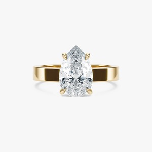 3 CT Pear Cut Lab Grown Diamond Prong Setting Solitaire <b>Ring</b> Wide Band 14K Gold Engagement - Product Image 1