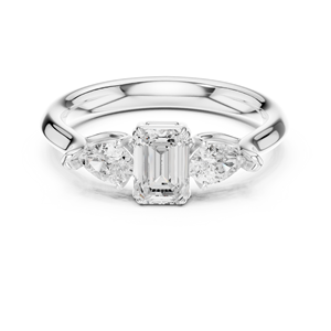 Anillo de Compromiso y Boda de Lujo para Mujer, Oro Sólido de 10k, 14k, 18k, Certificado IGI, Diamante Cultivado en Laboratorio con Corte Esmeralda y Pera HPHT CVD - Product Image 6