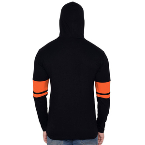 Sudadera con Capucha Negra y Naranja para Hombre, Manga Larga, Corte Regular, Informal, Tejida, Poliéster/Algodón, Transpirable, Ecológica, para Otoño - Product Image 4
