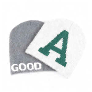 Bonnet en mohair imitation fourrure de vison, velours moelleux, chaud et duveteux, tricoté, haut de gamme, pour l'hiver - Product Image 4