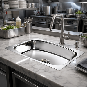 Fregadero de Cocina Rectangular de Acero Inoxidable, Moderno, de Una Sola Cubeta, para Instalar Bajo Encimera, Superficie Cepillada, para Restaurante o Apartamento - Product Image 3