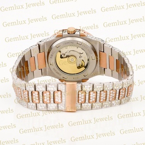 Testeur de diamants de qualité supérieure Date automatique D VVS entièrement glacé Moissanite diamant or rose deux tons montre Hip Hop pour hommes - Product Image 4