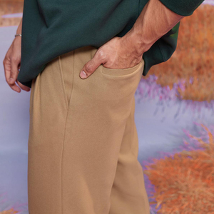 <b>Summer</b> Trousers for <b>Men</b> Half Elastic Waistband Straight Business Wide Leg Work Man <b>Pants</b> Khaki <b>Men's</b> Trousers - Product Image 5
