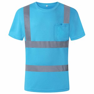 Premium High Visibility Blue Half <b>Sleeve</b> Security And Safety Shirt For Men Reflective Tape For Clothing Safety - Product Image 1