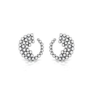 Boucles d'oreilles créoles géométriques demi-cercle en argent sterling 925 plaqué or avec zircons sertis en grappe pour femmes et jeunes filles - Product Image 6