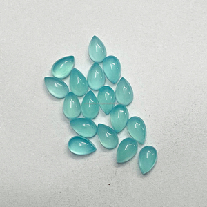 พลอยแคลเซโดนีสีฟ้าธรรมชาติขนาด 5 มม. 7 มม. รูปทรงลูกแพร์แบบเรียบ ไม่ผ่านการอบ ผู้ผลิตพลอยขายส่งโดยตรง ผู้จัดจำหน่ายสินค้าจำนวนมาก - Product Image 3