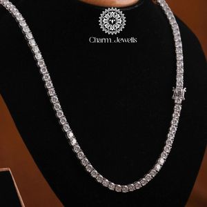 สร้อยคอ Charm_Jewells แบบ unisex ประดับเพชรโมอิสซาไนต์ทรงบริลเลียนต์ ตัวเรือนเงินแท้ 925 ชุบทอง 14K ได้รับการรับรองจาก IGI สไตล์หรูหราแบบฮิปฮอป - Product Image 3