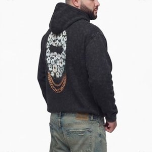 Sweat-shirt à capuche noir pour homme le plus vendu avec logo personnalisé, imprimé floral masque, style streetwear, en coton tricoté, coupe classique, pour l'automne - Product Image 2