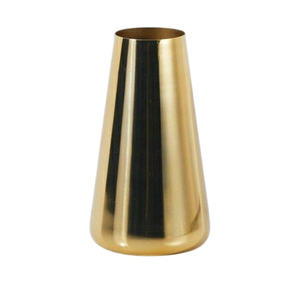 Vase de table minimaliste en acier finition laiton, forme ronde, métal durable, décoration florale, pot à fleurs - Product Image 4