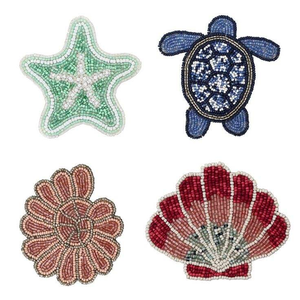 Modern Designer <b>Beaded</b> Glass Cocktail <b>Coasters</b> with Non-Slip Base for Wedding Decor & Home Accent - Product Image 3