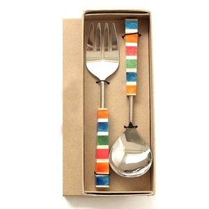 Brass Twisted Ribbed Handle Stainless Steel Eco-Friendly Dishwasher <b>Safe</b> Salad Server Set for Home & Hotels Tabletop 2-Piece - Product Image 6