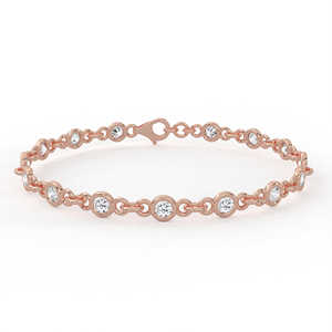 Pulsera de Cadena con Eslabones Circulares Abiertos y Bisel de Diamantes Redondos, Estilo Casual Chic, Oro de 14kt y 18kt, Cierre de Langosta - Product Image 1