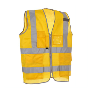 เสื้อกั๊กนิรภัยตาข่ายสีส้มสะท้อนแสง ANSI Class 3 แบบมีซิปปิด 6 กระเป๋า แถบสะท้อนแสงลาย H - Product Image 1