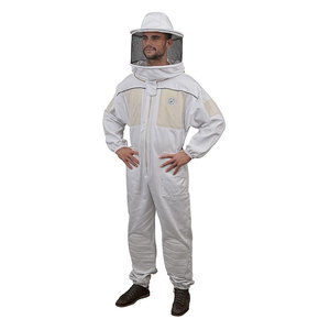 Men's Cotton Beekeeping <b>Suit</b> with Ventilated Mesh Hood Breathable Work Coverall White Full Body Protection - Product Image 3