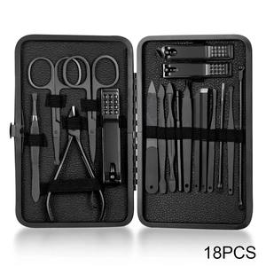 Ensemble de 7 à 18 pièces de coupe-ongles en acier inoxydable noir, kit complet de coupe-ongles, aiguilles à acné, coupe-ongles pour les pieds, pinces de beauté - Product Image 5