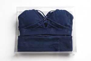 <b>Women's</b> Ribbed Seamless Crisscross Strap Sports Bra High Waist Yoga Set Solid <b>Navy</b> 2 Piece Quick Dry Activewear - Product Image 4