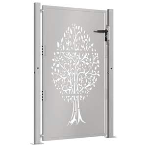 Puerta de Jardín de Acero Corten 39.4x59.1 con Diseño de Árbol, Valla y Enrejado - Product Image 3