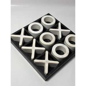 Jeu de Tic-Tac-Toe en Bois Noir et Blanc, Jeu de Société d'Intérieur, Jeu Artistique Fait Main en Bois, Décoration de Table, Divertissement - Product Image 6