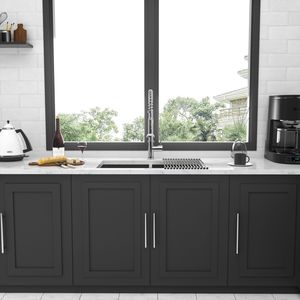 Lavello da Cucina Sottopiano a Doppia Vasca (50/50) in Acciaio Inossidabile Calibro 16, 32 x 18 x 9 Pollici, Profondità 9 Pollici, con Rubinetti - Product Image 4