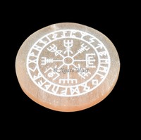 Plaque de Recharge en Agate et Sélénite de Haute Qualité, Gravée des Phases Lunaires, Polie, du Gujarat, pour la Divination Spirituelle et l'Artisanat (Vente en Gros)