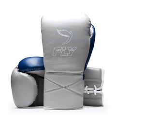 Guantes de Boxeo Fly Super Lace Pro X de Diseño Personalizado, Completamente Ligeros, de Cuero Vacuno Auténtico, Color Gris Azulado, con Cordones y Absorción de Humedad - Product Image 1
