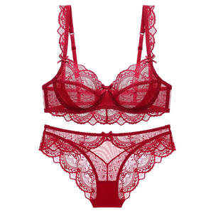 Ensemble de lingerie en dentelle pour femmes, lingerie en maille, vêtements de nuit, vêtements de sommeil, vêtements intimes élégants, lingerie douce et respirante - Product Image 1