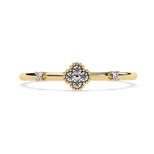 Anillo con delicado grupo floral, diamante natural de corte brillante redondo, certificado IGI, anillo de compromiso de oro de 18k, banda de boda perfecta para mujer - Product Image 1