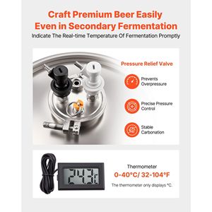 Fermentador Secundario Cónico de Acero Inoxidable Todo en Uno de 8 Galones/30 Litros con Presión de 15 PSI para Equipos de Elaboración de Vino y Cerveza - Product Image 3