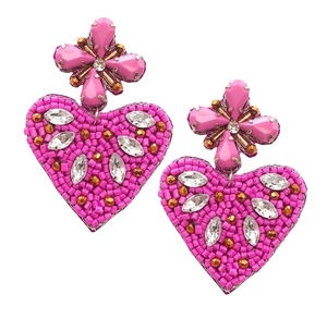Joyería de moda Pendientes de corazón con cuentas-Pendientes colgantes de eslabones de corazón triple Rosa Pendientes de corazón regalos del Día de la madre para ella - Product Image 6