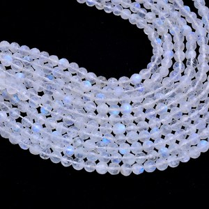 Piedras de luna blanca facetadas redondas de 5mm-6mm, piedras de luna arcoíris de fuego azul natural, piedras semipreciosas sueltas para joyería. - Product Image 3