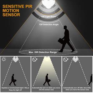 E27 9W/5W 1000LM 6500K LED <b>Sensor</b> <b>Light</b> Bulb Dusk to Dawn Automatic On/Off <b>Motion</b> Detector for <b>Indoor</b> & Outdoor Use - Product Image 3