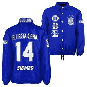 Chaqueta de la Fraternidad Phi Beta Sigma para Hombre, Azul, con Letras Griegas Bordadas, Estilo Bomber Casual con Botones, Venta al Por Mayor OEM, Última Tendencia - Product Image 4