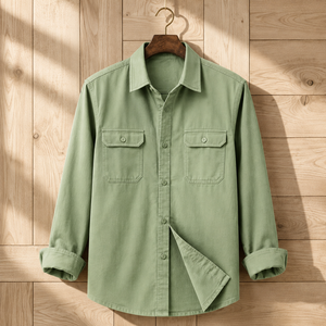 Camisa de Trabajo de Manga Larga Transpirable para Hombre, Corte Holgado, Estilo Casual con Botones, con Bolsillos Dobles en el Pecho, Tela de Sarga de Poliéster, Talla XL - Product Image 1