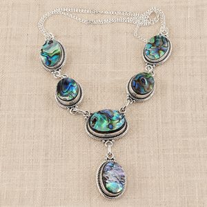 Natural <b>Abalone</b> <b>Shell</b> Statement Necklace for Women 925 Silver Rose & Yellow Gold Plated Handmade Boho Jewelry Gift for Women - Product Image 6