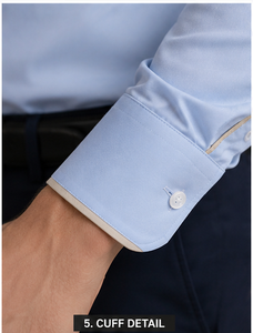 Chemises habillées décontractées pour hommes, col montant tricoté, anti-plis, manches longues boutonnées, en polyester/coton satiné, personnalisables - Product Image 6