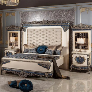 Luxury French Classic <b>Wardrobe</b> Mirror Door Solid Mahogany Wood Hand Carved Blue Accent Antique Wooden Closet Bedroom Furniture - Product Image 6