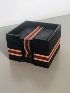 Juego de 4 Posavasos de Madera Estilo Rústico Ecológico para Almacén, con Soporte y Caja, Diseño Redondo de 10 mm de Grosor - Product Image 2