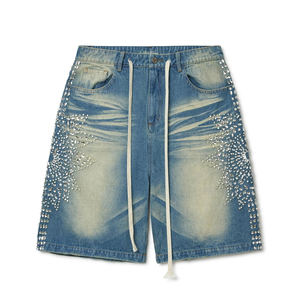 Meilleur fabricant de vêtements : Nouveauté 2026 – Short en jean taille haute tendance, noir délavé - Product Image 1